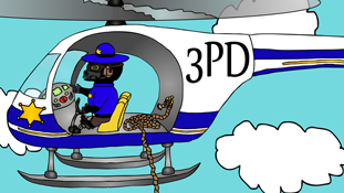 Officer Estevez to the rescue in his helicopter from the animated cartoon series Pancake Paradise!